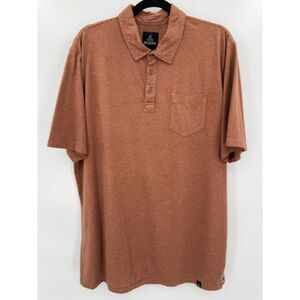 PRANA Orange Brown Striped Short Sleeve Polo Size XL